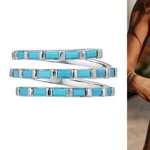 Lili Claspe Silver & Turquoise Baguette Wrap Ring NWT (in bag / box)